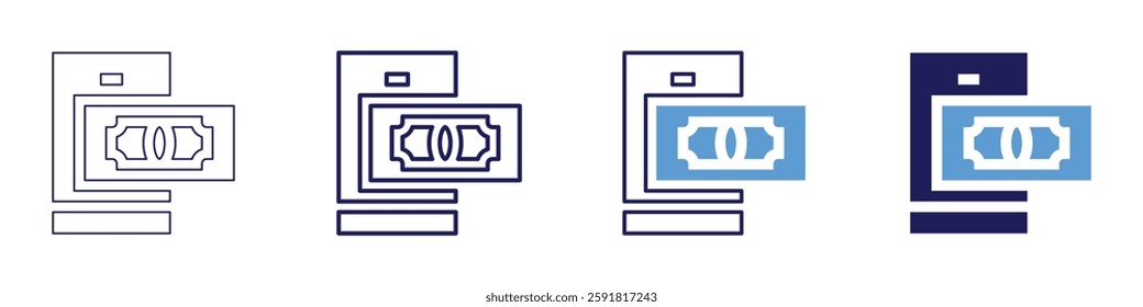 Mobile payment solutions icon in 4 different styles. Thin Line, Line, Bold Line, Duotone. Duotone style. Editable stroke.