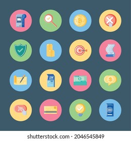 mobile payment solutions icons set