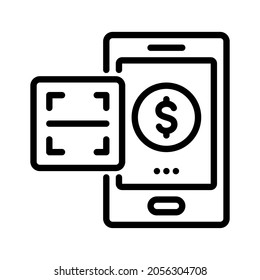 Pago móvil. Estilo de contorno de trazo. Vector. Aislar sobre fondo blanco.