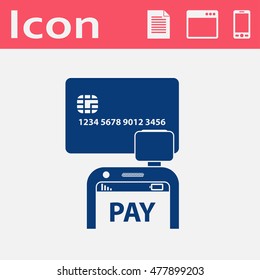 Mobile payment. Terminal reader on smartphone scanning a credit card