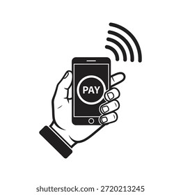 Símbolo de transacción de pago móvil Vector de glifo sólido para transferencia de dinero de billetera digital y compra bancaria de teléfono inteligente sin contacto