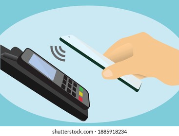 Mobile payment transaction via smart phone. contactless payment by phone