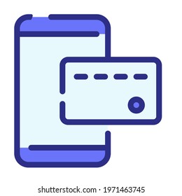 mobile payment transfer card single isolated icon with dash or dashed line style