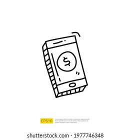 mobile payment and transfer concept doodle icon sign symbol vector illustration