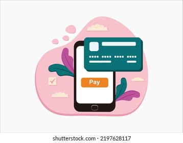 Mobile payment transfer. Financial transactions on money transfers through mobile systems, vector illustration