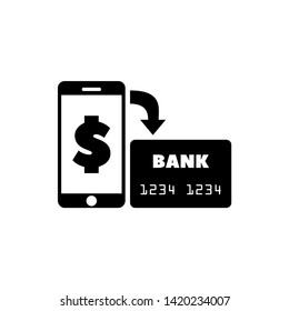 Mobile Payment, Transfer Money. Flat Vector Icon illustration. Simple black symbol on white background. Mobile Payment, Transfer Money sign design template for web and mobile UI element