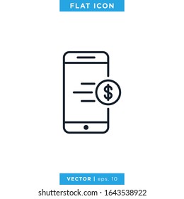 Mobile Payment Trendy Icon Vector Logo Design Template. Phone, Money, Credit Card Icon With Editable Stroke