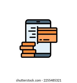 Handy Zahlung Vektorsymbol gefüllt Linie Stil. Perfekt für Website, Anwendung, Handel, Präsentation, Logo und mehr. einfaches und modernes Umrisssymbol
