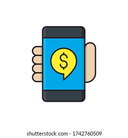 Symbol-Transaktion für mobile Zahlungsvektoren, isoliert auf weißem Hintergrund