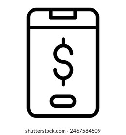 Diseño de iconos de línea de Vector de pago móvil