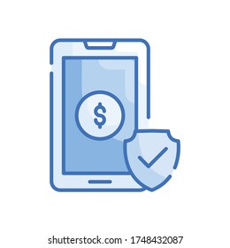 Mobile Payment Vector Style illustration. Filled Outline Icon. EPS 10