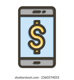 Mobile Payment Vector Thick Line Filled Colors Icon For Personal And Commercial Use.
