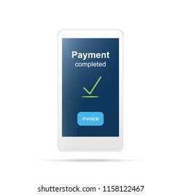 mobile payment.Payment mobile icon.Payment completed.Isolated on white