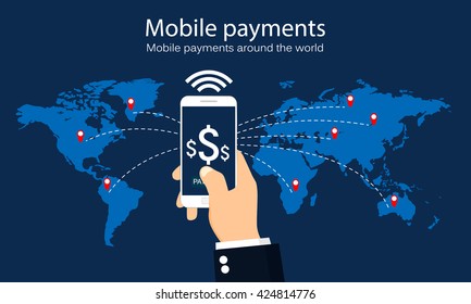 Mobile payments around the world. Infographic. Vector illustration.