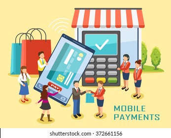 mobile payments concept in flat design style