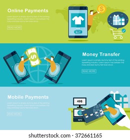 mobile payments concept in flat design style