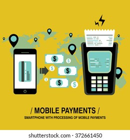 mobile payments concept in flat design style