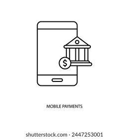 icono de línea de concepto de pagos móviles. Ilustración de elemento simple. diseño de símbolo de esquema de concepto de pagos móviles.