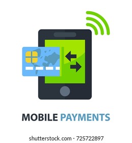 Mobile payments flat concept. Vector illustration. Element template for design.