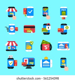 Mobile payments icons vector set.
