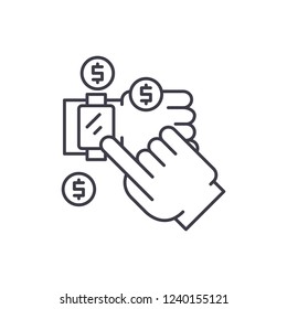 Mobile payments line icon concept. Mobile payments vector linear illustration, symbol, sign