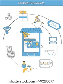 Mobile payments. Modern vector illustration for web design, marketing and print material