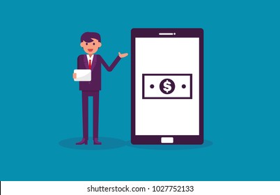 Mobile payments. Online business connection. Vector illustration business technology concept.