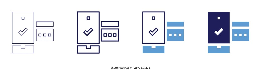 Mobile payments security icon in 4 different styles. Thin Line, Line, Bold Line, Duotone. Duotone style. Editable stroke.