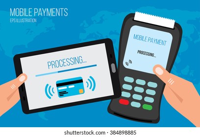 Mobile payments with smartphone concept of communication technology