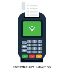Mobile payments with smartphone. Contactless calculation communication payment terminal concept.