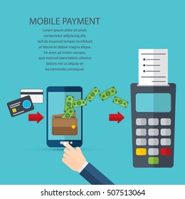 Mobile payments. Transaction and paypass and NFC. Vector illustration