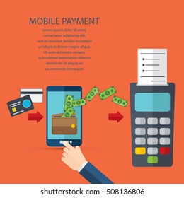 Mobile payments. Transaction and paypass and NFC. Vector illustration