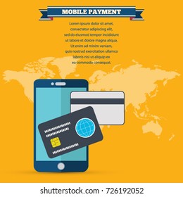 Mobile Payments. Vector illustration of modern smartphone with processing of mobile payments from credit card on the screen.