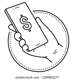 Mobile payments. Vector outline icon isolated on white background.