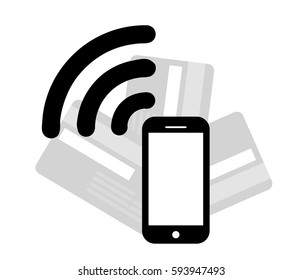 Mobile Payments.Credit Card Icon.Vector illustration of modern smartphone with processing of mobile payments from credit card.Pos terminal confirms the payment by debit credit card.