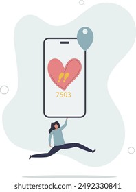 Mobile pedometer concept. Applications and programs for athlete. Active lifestyle, calorie count, weight loss.flat design.illustration with people.