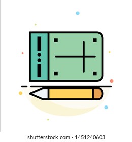 Mobile, Pencil, Online, Education Abstract Flat Color Icon Template