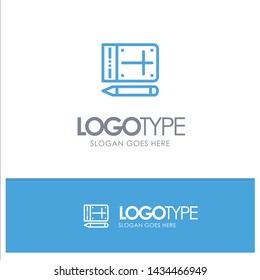 Mobile, Pencil, Online, Education Blue Logo Line Style