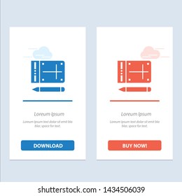 Mobile, Pencil, Online, Education  Blue and Red Download and Buy Now web Widget Card Template