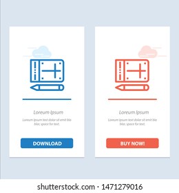 Mobile, Pencil, Online, Education  Blue and Red Download and Buy Now web Widget Card Template. Vector Icon Template background