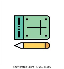 Mobile, Pencil, Online, Education  Flat Color Icon. Vector icon banner Template