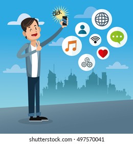 Mobile people cartoon design