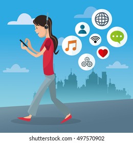 Mobile people cartoon design