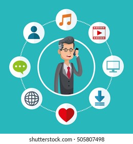 Mobile people cartoon design