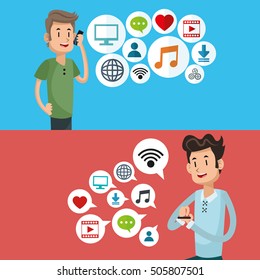 Mobile people cartoon design