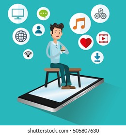 Mobile people cartoon design