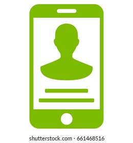 Mobile Person Details vector icon. Flat eco green symbol. Pictogram is isolated on a white background. Designed for web and software interfaces.