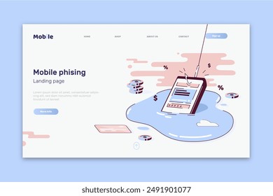 Mobile phishing landing page vector design in eps 10