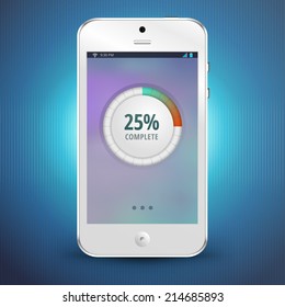 Mobile phohe and preloading progress bar vector illustration