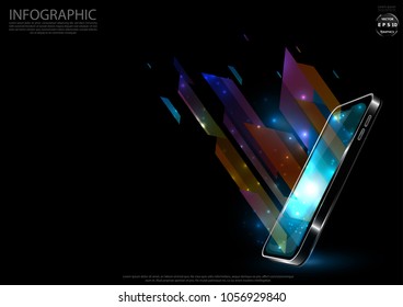Mobile phone 3D and  - Stylish colorful - modern Idea and Concept Vector illustration  Infographic template.